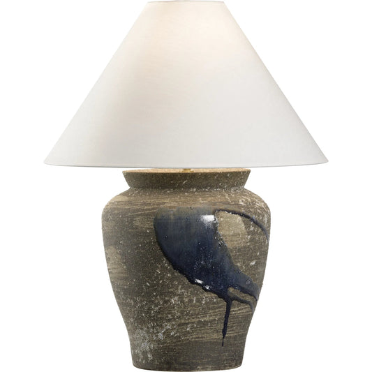 Riku Lamp with Tapered Shade by Wildwood in gray, blue and shiga, sanded gray, blue glaze. Made from unique in a modern style.