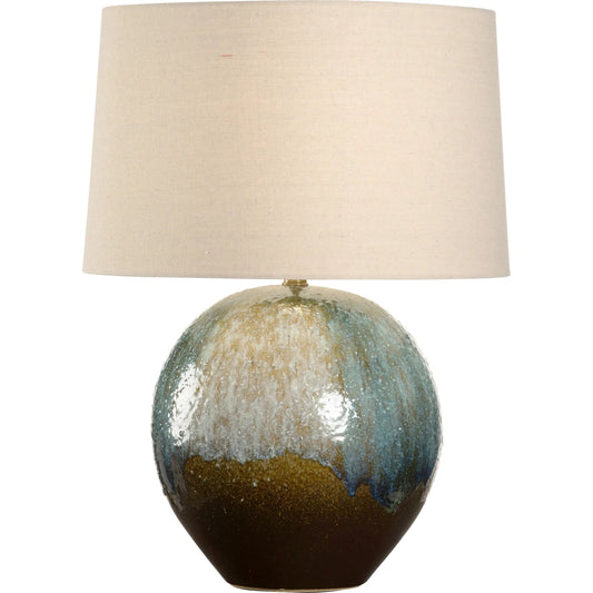 Aoi Table Lamp with Drum Shade by Wildwood in brown, green and shiga, brown, green, cream. Made from unique in a modern style.