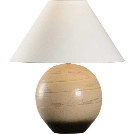 Moriko Lamp with Tapered Shade by Wildwood in brown and shiga, brown glaze. Made from unique in a transitional style.
