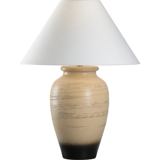 Kento Lamp with Tapered Shade by Wildwood in brown and shiga, brown ombre glaze. Made from unique in a transitional style.