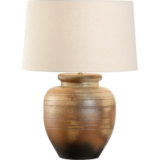 Rika Table Lamp with Drum Shade by Wildwood in brown and shiga, brown. Made from unique in a modern style.