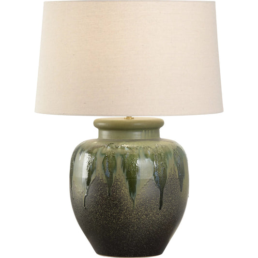 002 SI-2335371 | Primary Silo | Yamato Table Lamp with Drum Shade by Wildwood in brown, green and shiga, brown, green. Made from unique in a modern style.