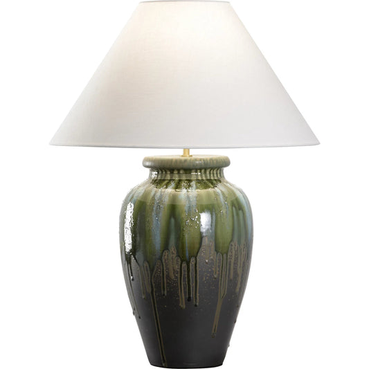 Yamato Table Lamp with Tapered Shade by Wildwood in brown, green and shiga, brown, green. Made from unique in a modern style.