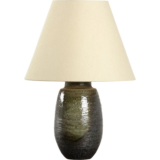 Minato Lamp I by Wildwood in green, brown and shiga, green, brown glaze. Made from unique in a modern style.