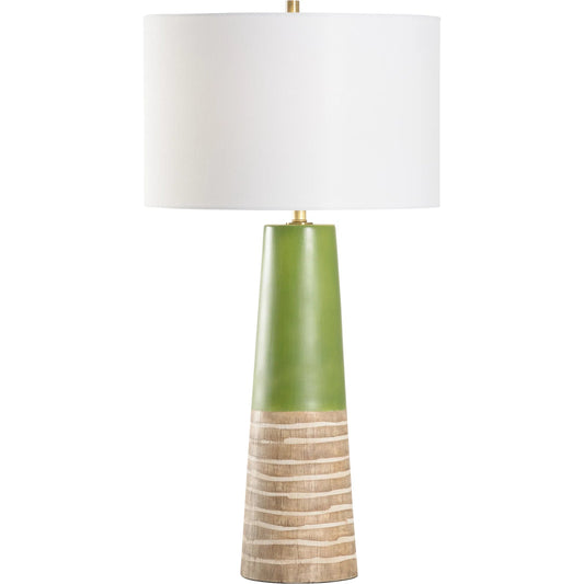 Manila Palm Lamp by Wildwood in green, brown glaze. Made from unique in a eclectic & global style.