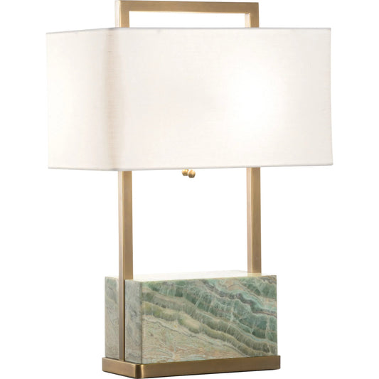 Paris Table Lamp by Wildwood in green, gold and natural green, antique brass. Made from unique in a transitional style.