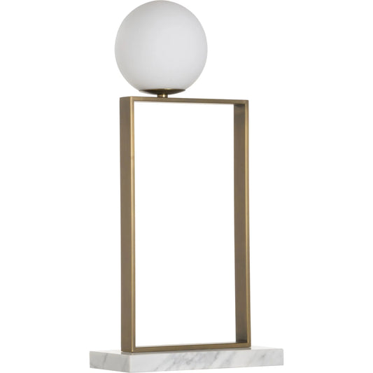Milano Table Lamp by Wildwood in gold, white, cream and antique brass, milk, natural white. Made from unique in a transitional style.