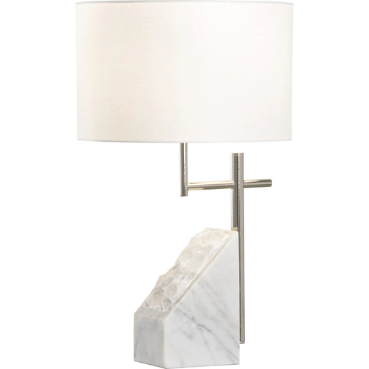 Stone Table Lamp by Wildwood in white, cream, silver and natural white, polished nickel. Made from unique in a modern style.