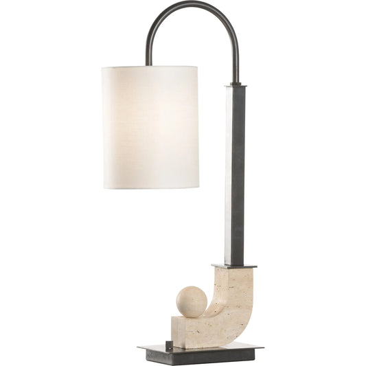 In the Loop Lamp by Wildwood in black and natural white, bronze. Made from unique in a transitional style.