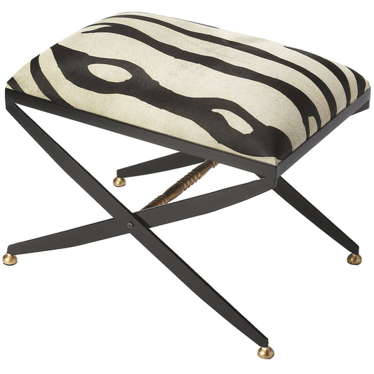Liddy Hair-On-Hide Stool by Butler Specialty Company in multi-color and cosmopolitan. Made from leather, tetron, ms steel in a modern style.