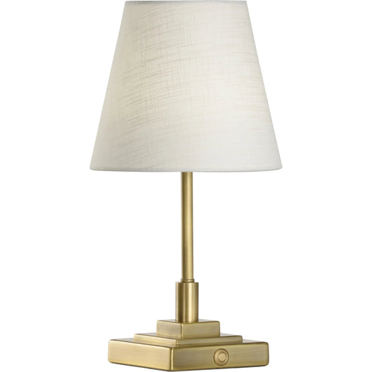 Nathan Rechargeable Lamp by Wildwood in gold and antique. Made from unique in a transitional style.