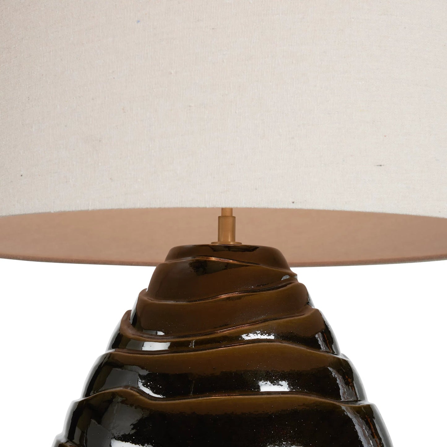 004 SI-2387952 | Closeup | Cono Lamp by Wildwood in greenish brown glaze. Made from unique in a modern style.