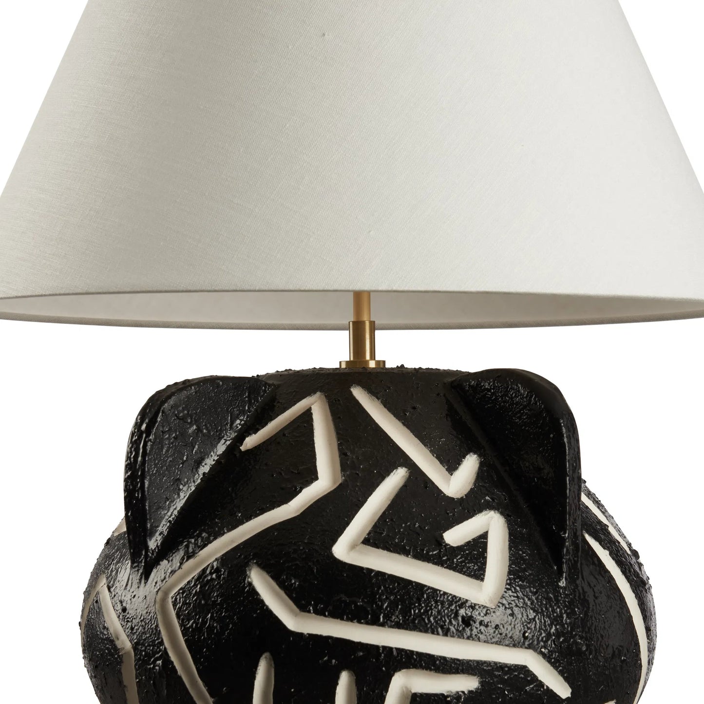 004 SI-2388001 | Closeup | Loris Lamp by Wildwood in rough black glaze, white. Made from unique in a eclectic & global style.