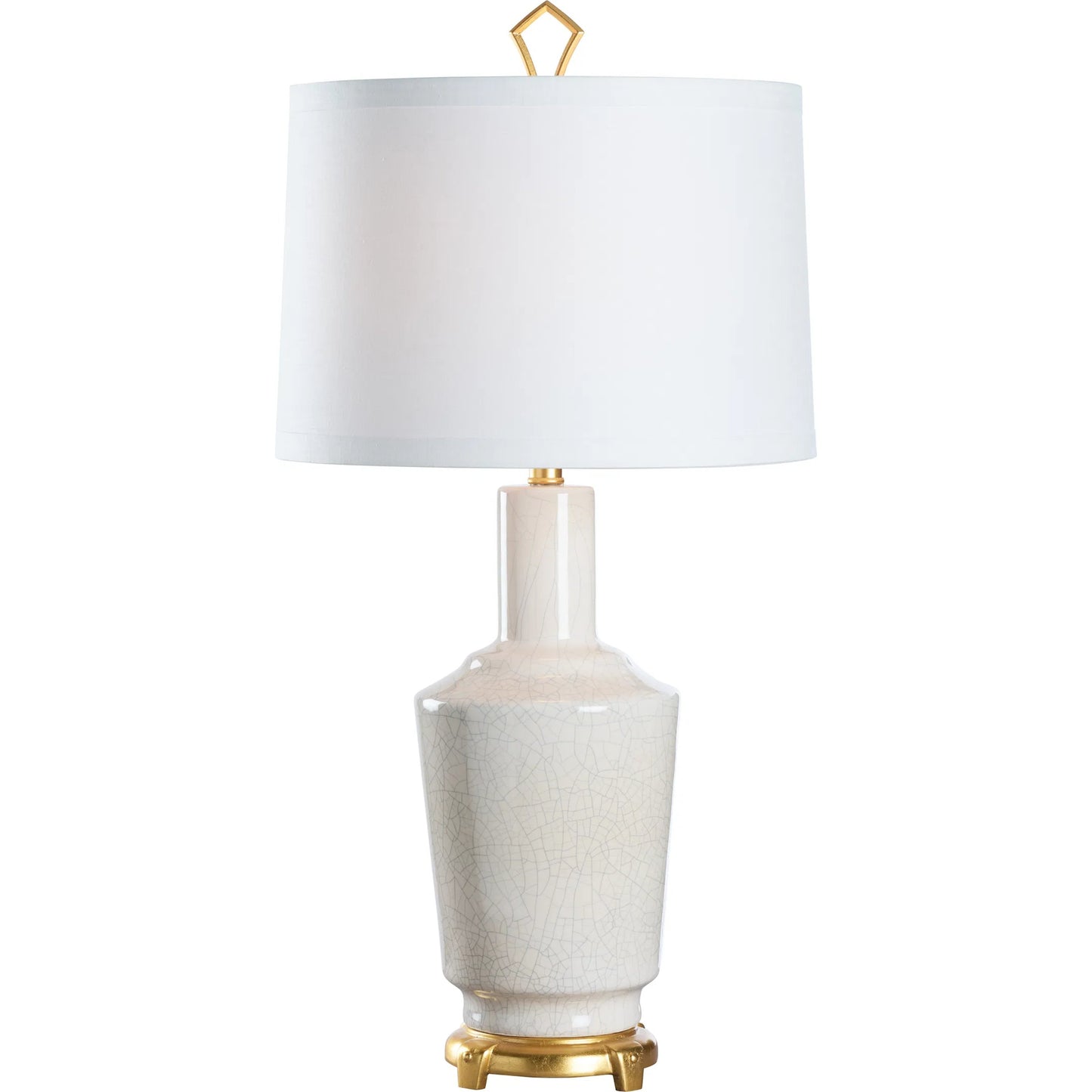 001 SI-2387967 | Primary Silo | Emma Lamp by Wildwood in crackled snow glaze, antique gold leaf. Made from unique in a unique style.