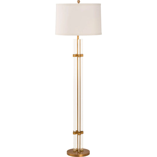 Jefferson Floor Lamp by Wildwood in clear, antique brass. Made from unique in a transitional style.