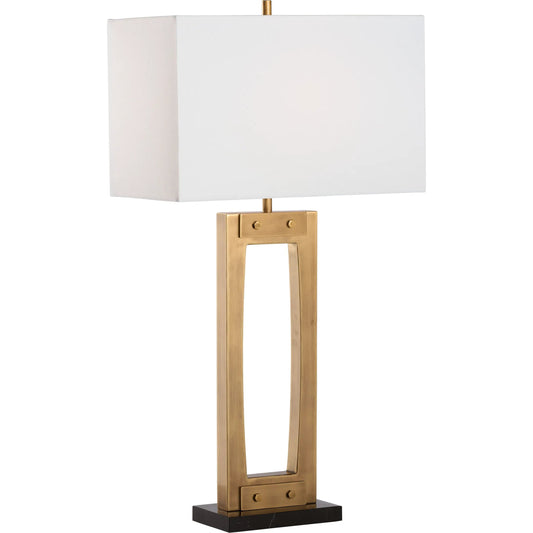 Hattie Lamp by Wildwood in antique brass, natural black. Made from unique in a transitional style.