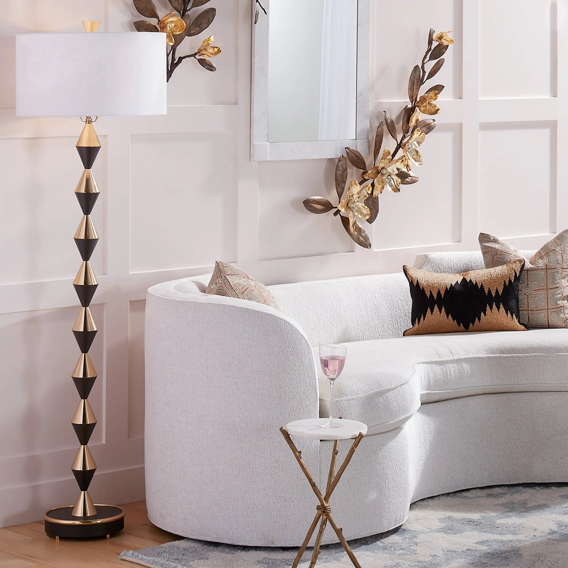 Magnolia Branch Wall Art by Global Views in antique brass, gold. Made from brass in a modern style.