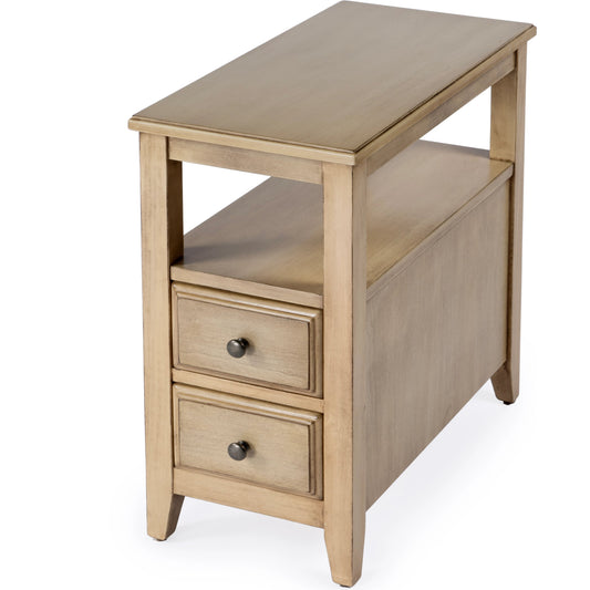 Marcus Side Table with Storage by Butler Specialty Company in tan/beige and antique beige. Made from poplar hardwood solids, mdf, cherry veneer in a modern style.