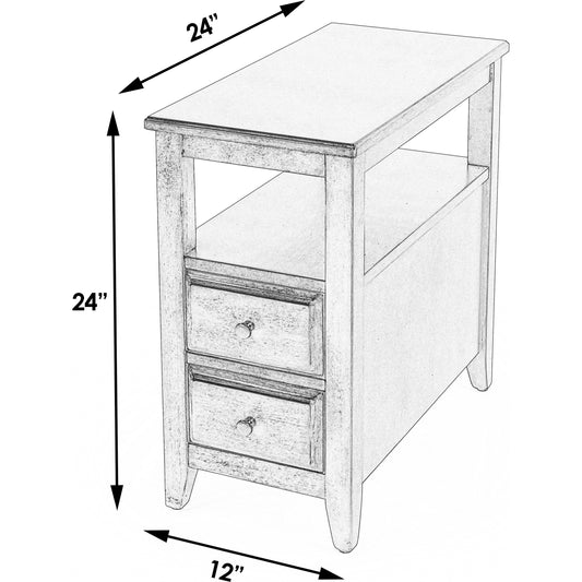 Marcus Side Table with Storage by Butler Specialty Company in tan/beige and antique beige. Made from poplar hardwood solids, mdf, cherry veneer in a modern style.