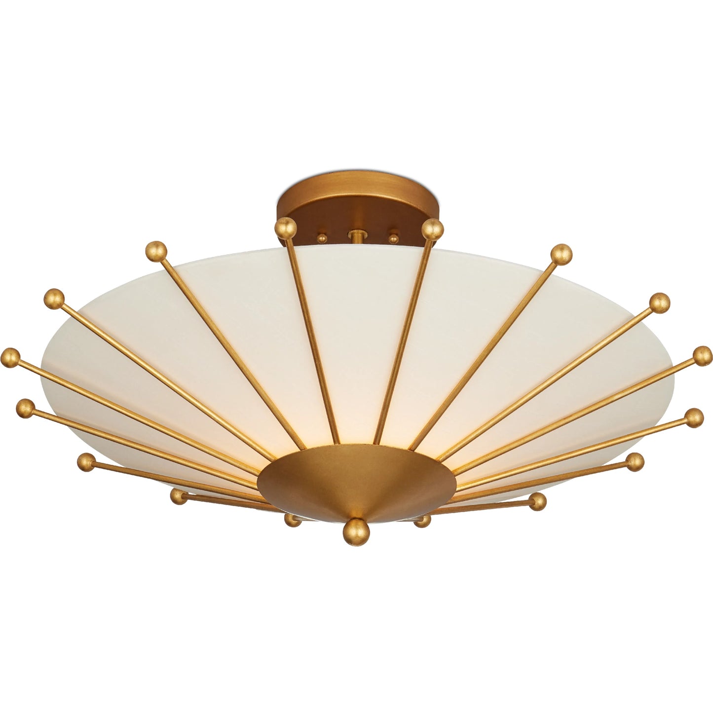 003 SI-2191711 | Additional Silo | Epoch Semi-Flush Mount by Currey and Company in contemporary gold leaf, sugar white. Made from wrought iron in a modern style.