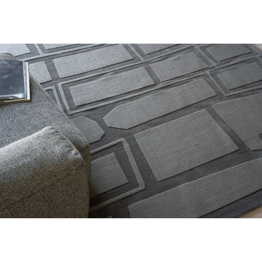 Tempo Rug by Exquisite Rugs in charcoal gray. Made from new zealand wool in a unique style.