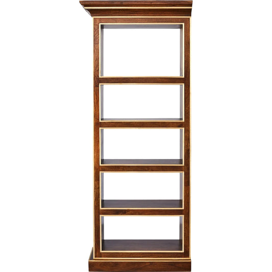 Left Library Bookcase by Global Views in red and walnut. Made from unique in a traditional style.