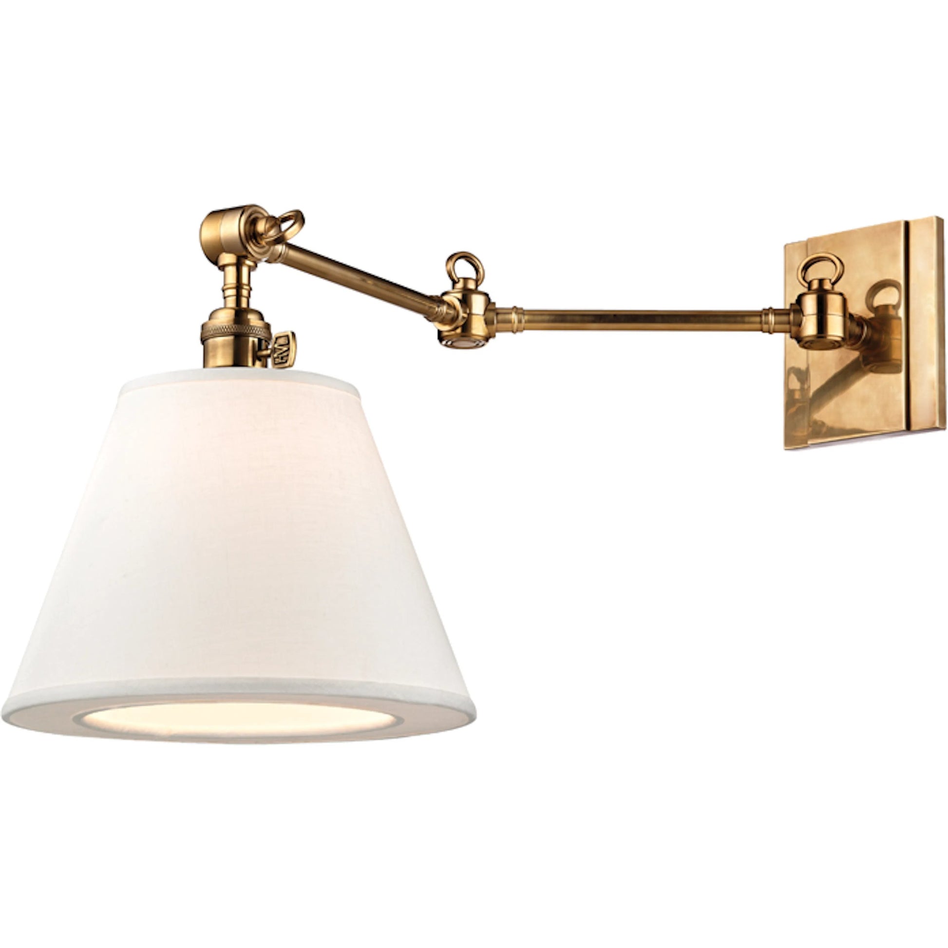 Hillsdale Swing Arm Wall Sconce by Hudson Valley. Made from brass in a transitional style.