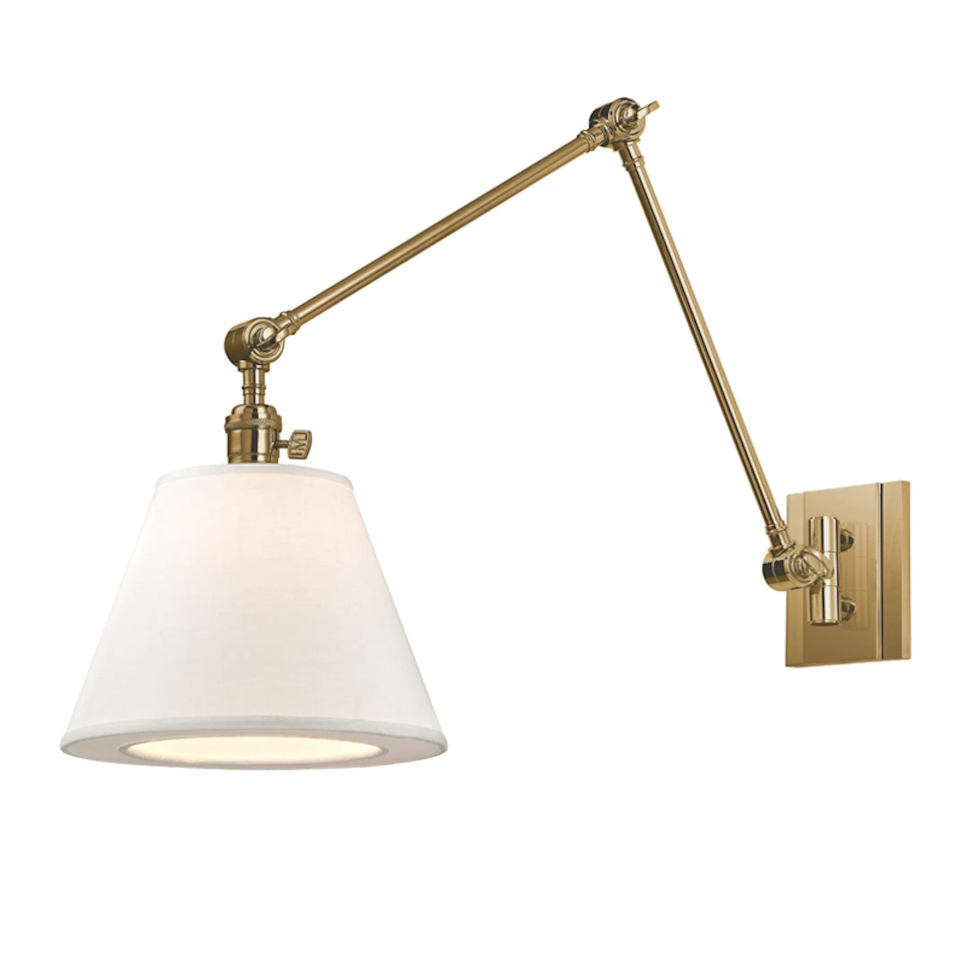 Hillsdale Swing Arm Wall Sconce by Hudson Valley. Made from brass in a transitional style.