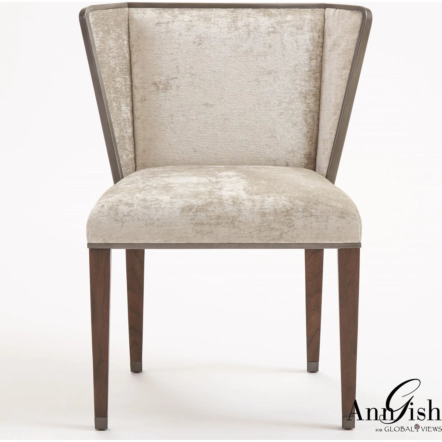 006 SR-700749 | Additional Silo | Argento Chair by Global Views in pewter. Made from acacia, beech, raffia, steel, velvet in a transitional style.