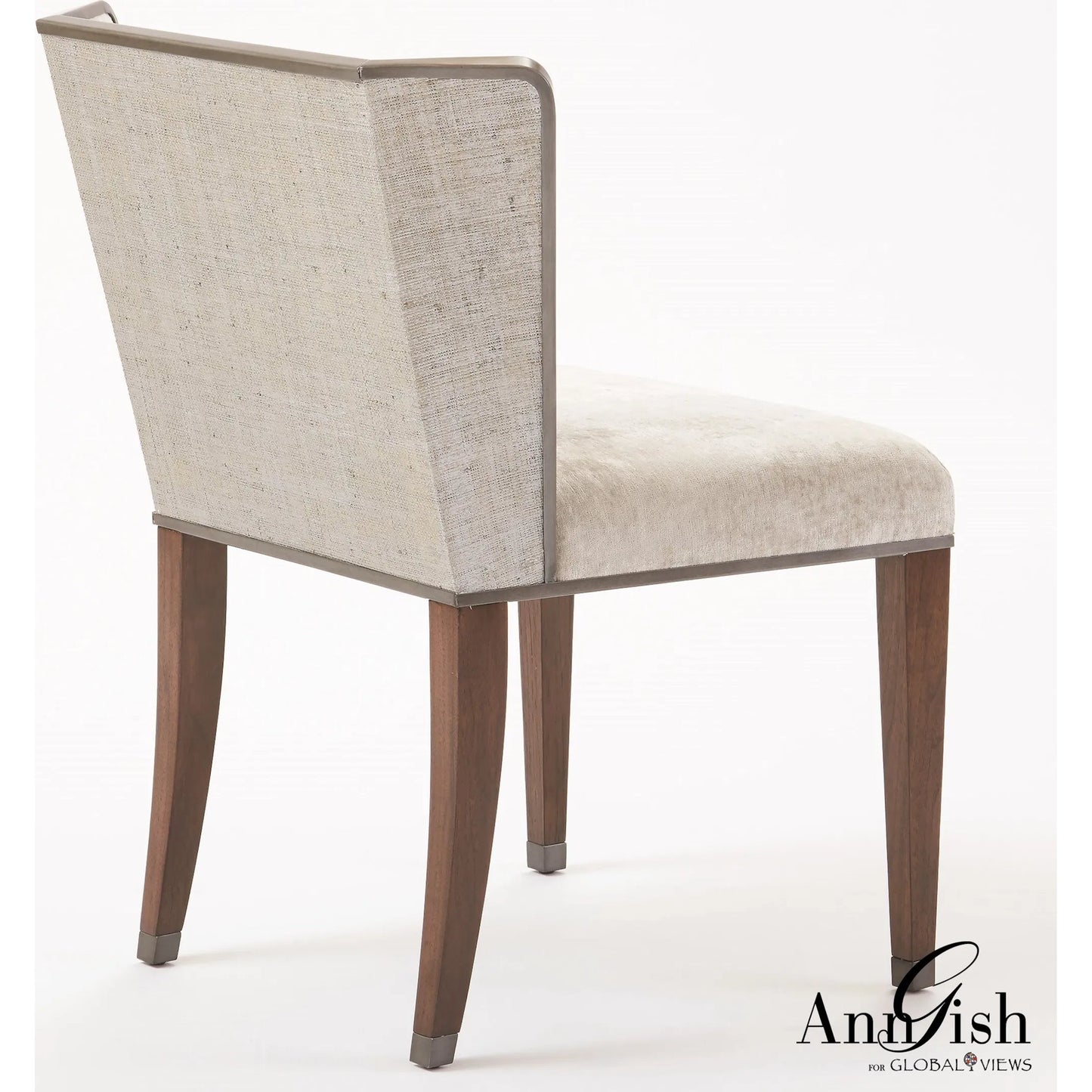 007 SR-700749 | Additional Silo | Argento Chair by Global Views in pewter. Made from acacia, beech, raffia, steel, velvet in a transitional style.