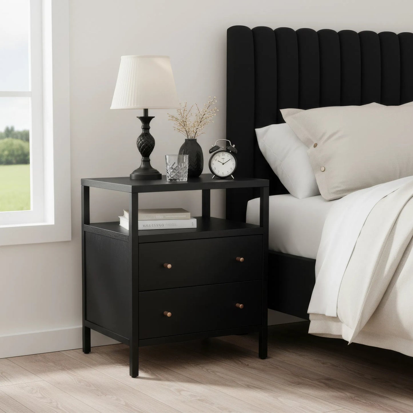 039 SI-2531534 | Lifestyle | Mendel Nightstand by Butler Specialty Company. Made from white oak veneer, rubberwood, laminated veneer lumber, plywood in a traditional style.