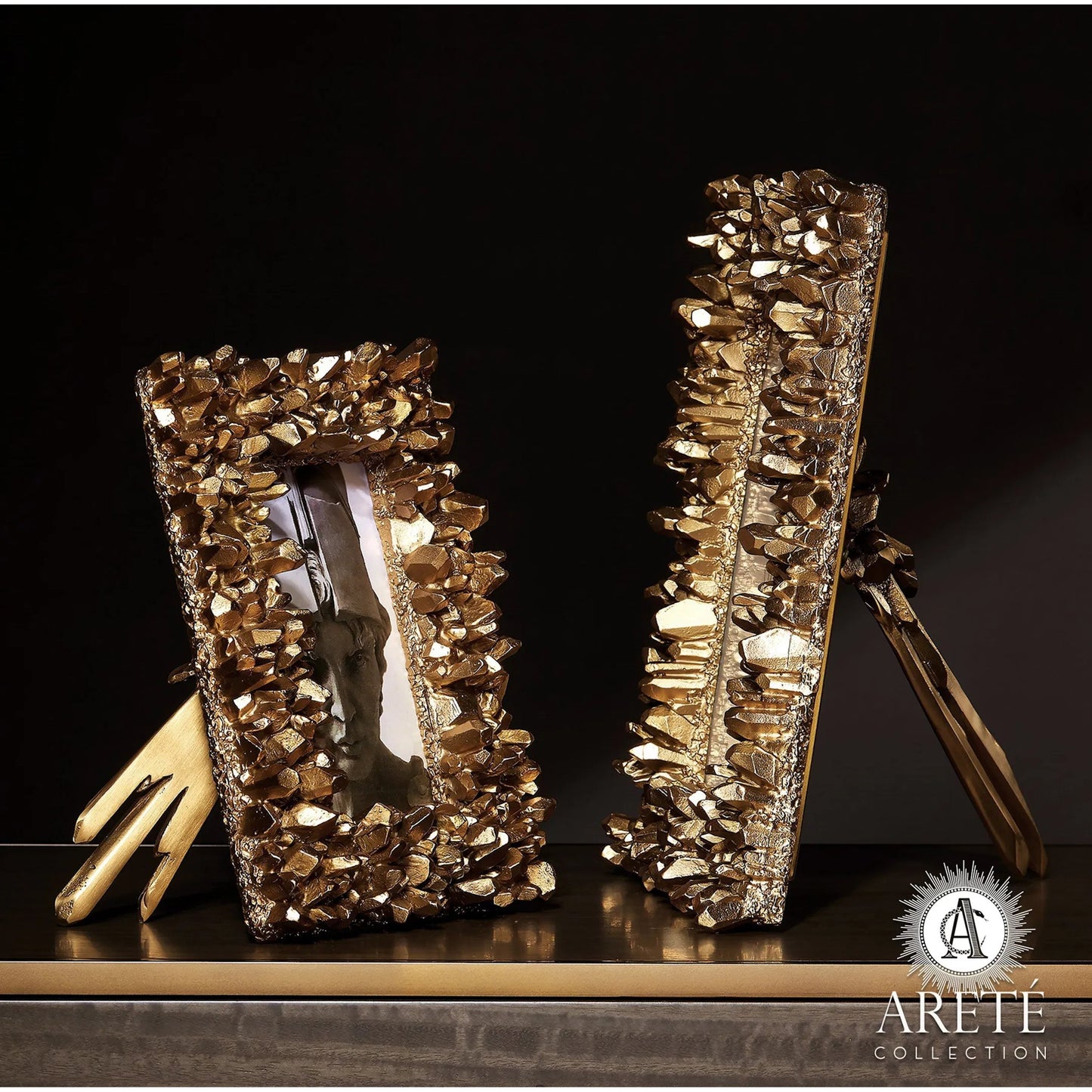 005 SR-891898,SR-891899 | Additional Silo | Facet Cluster Frame by Global Views. Made from brass, stainless steel, glass in a transitional style.