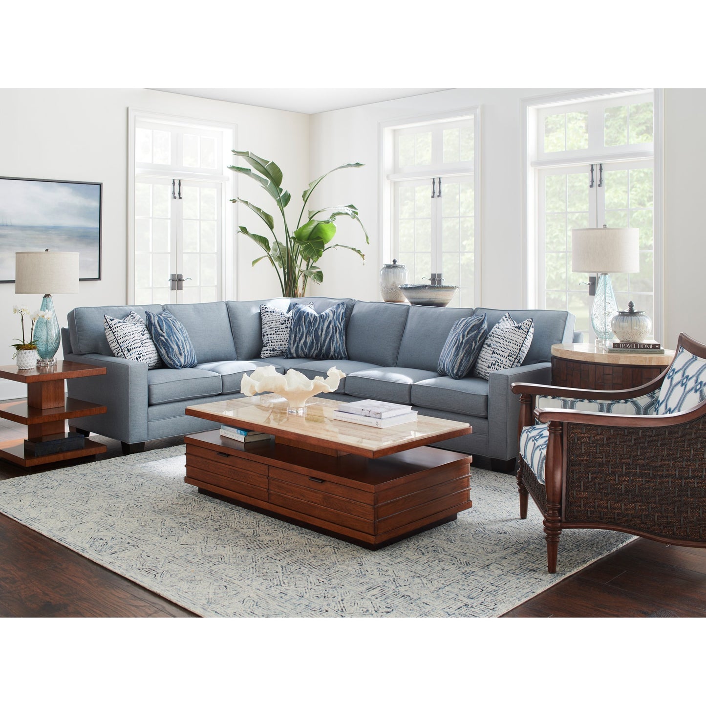 009 SR-836444 | Lifestyle | Solstice Cocktail Table by Tommy Bahama Home. Made from unique in a coastal style.
