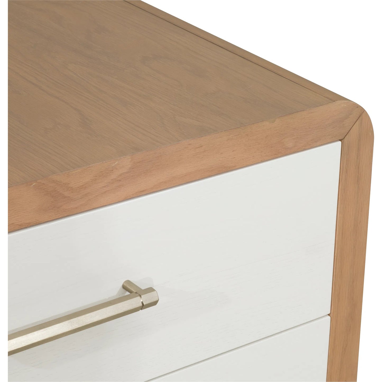 007 SI-2635728 | Closeup | Libby Langdon Brentwood Nightstand by Fairfield Chair in tan and wheaton. Made from red oak solids, veneers in a unique style.