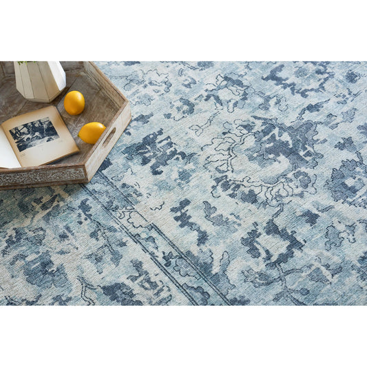 Dorchester Rug by Exquisite Rugs in navy, blue. Made from wool, bamboo silk in a unique style.