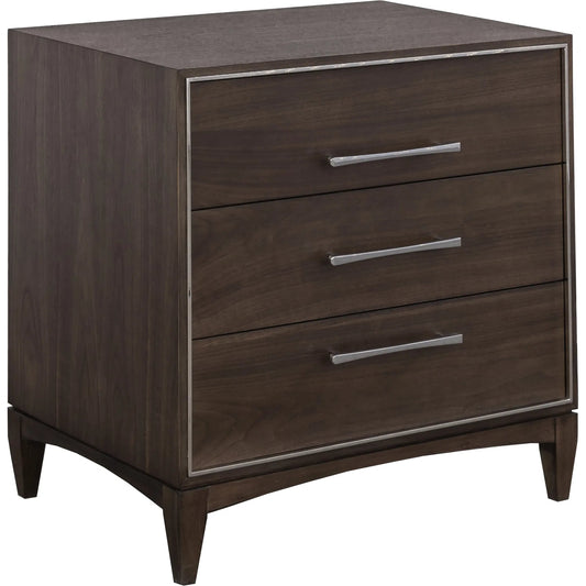 000 SI-2635735 | Primary Silo | Libby Langdon 3-Drawer Farley Nightstand by Fairfield Chair in brown and smoked stone. Made from walnut solids, veneers in a unique style.