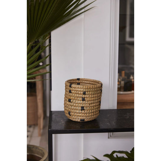 Tejida Basket by Accent Decor in natural, black. Made from natural fibers in a cottage & farmhouse style.