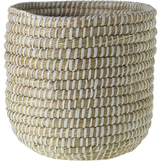 Tejida Basket by Accent Decor in white. Made from natural fibers in a cottage & farmhouse style.