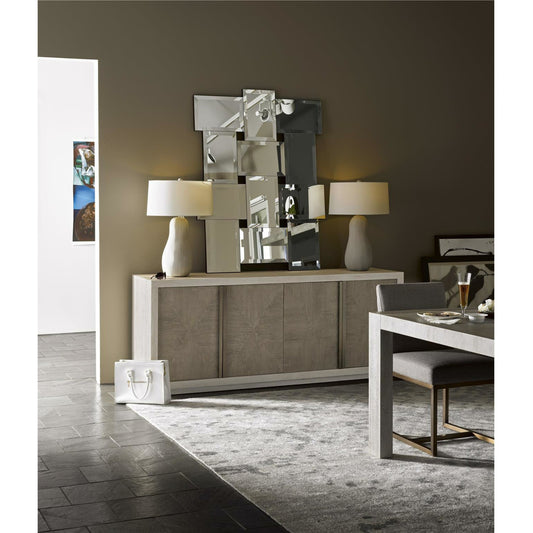 Modern Brinkley Credenza by Universal Furniture in bronze and quartz. Made from unique in a transitional style.
