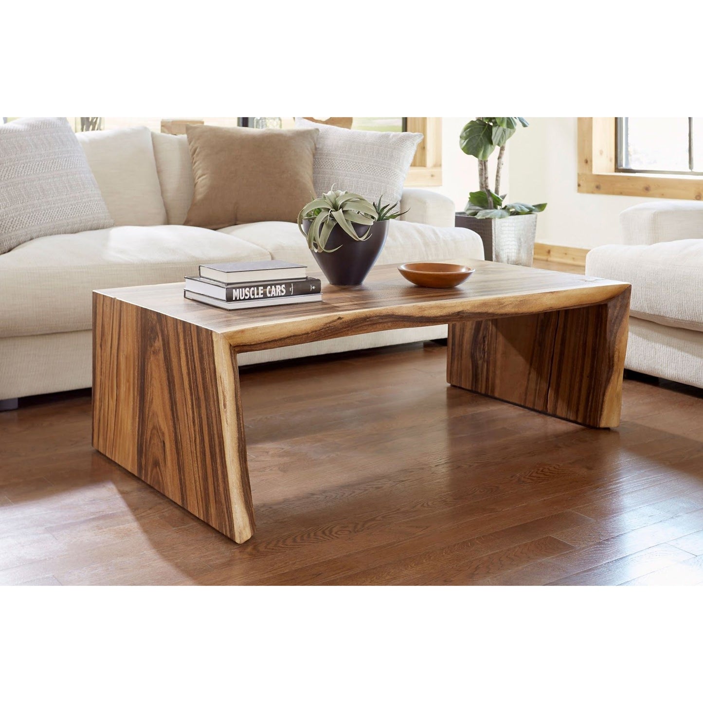 003 SR-821079 | Lifestyle | Waterfall Coffee Table by Phillips Collection in gray stone. Made from unique in a eclectic & global style.