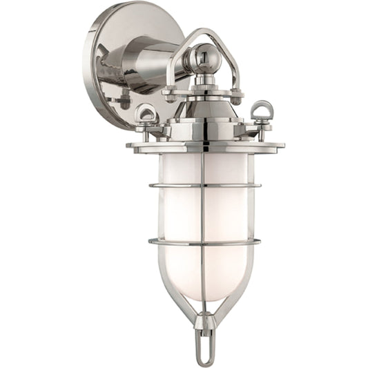 New Canaan Bath Bracket by Hudson Valley in polished nickel. Made from brass in a modern style.