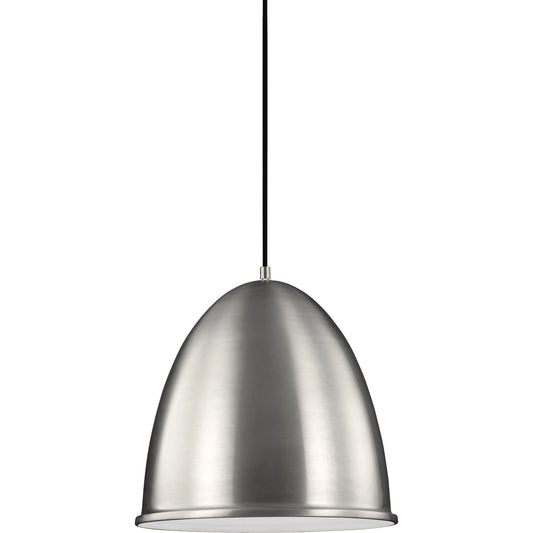 Hudson Street One Light Pendant by Visual Comfort & Co. in satin aluminum. Made from aluminum in a transitional style.