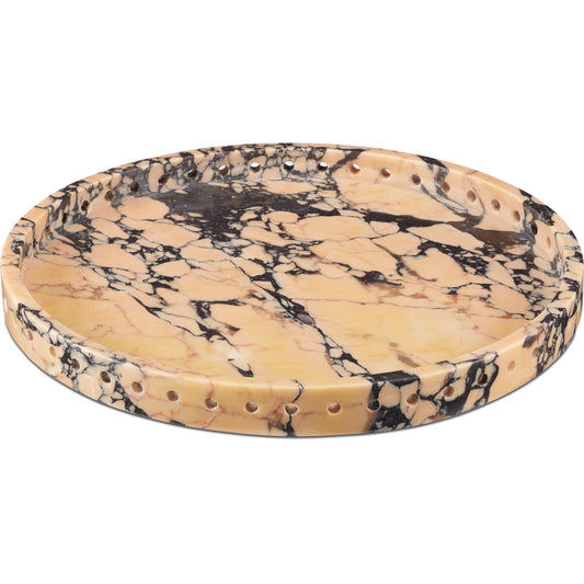 Freya Tray by Currey and Company in natural. Made from purple breccia in a modern style.