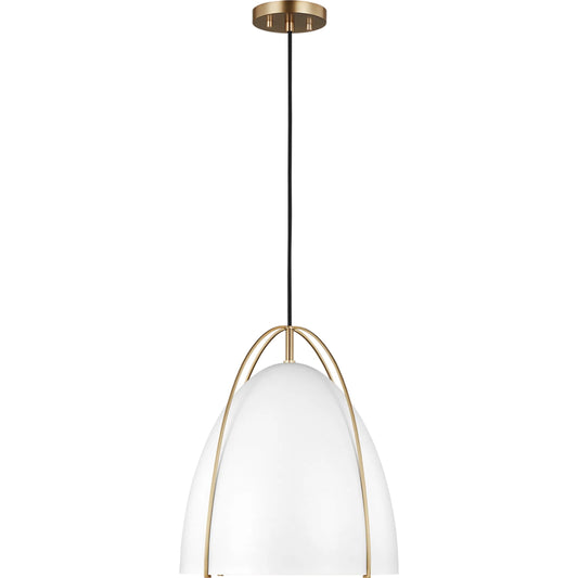 Norman White One Light Pendant by Visual Comfort & Co.. Made from steel in a modern style.