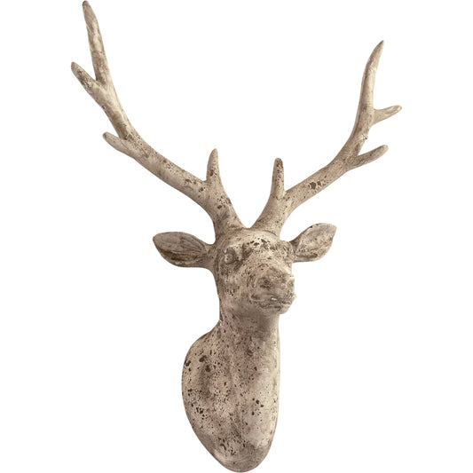 001 SI-2448751 | Primary Silo | Distressed Grey Wash Deer Head by Zentique in distressed grey wash. Made from terracotta in a cottage & farmhouse style.