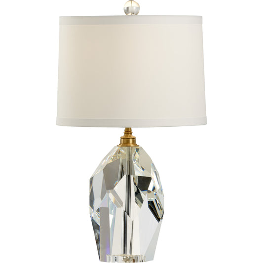 Fenton Lamp by Wildwood in clear, antique patina. Made from crystal in a transitional style.