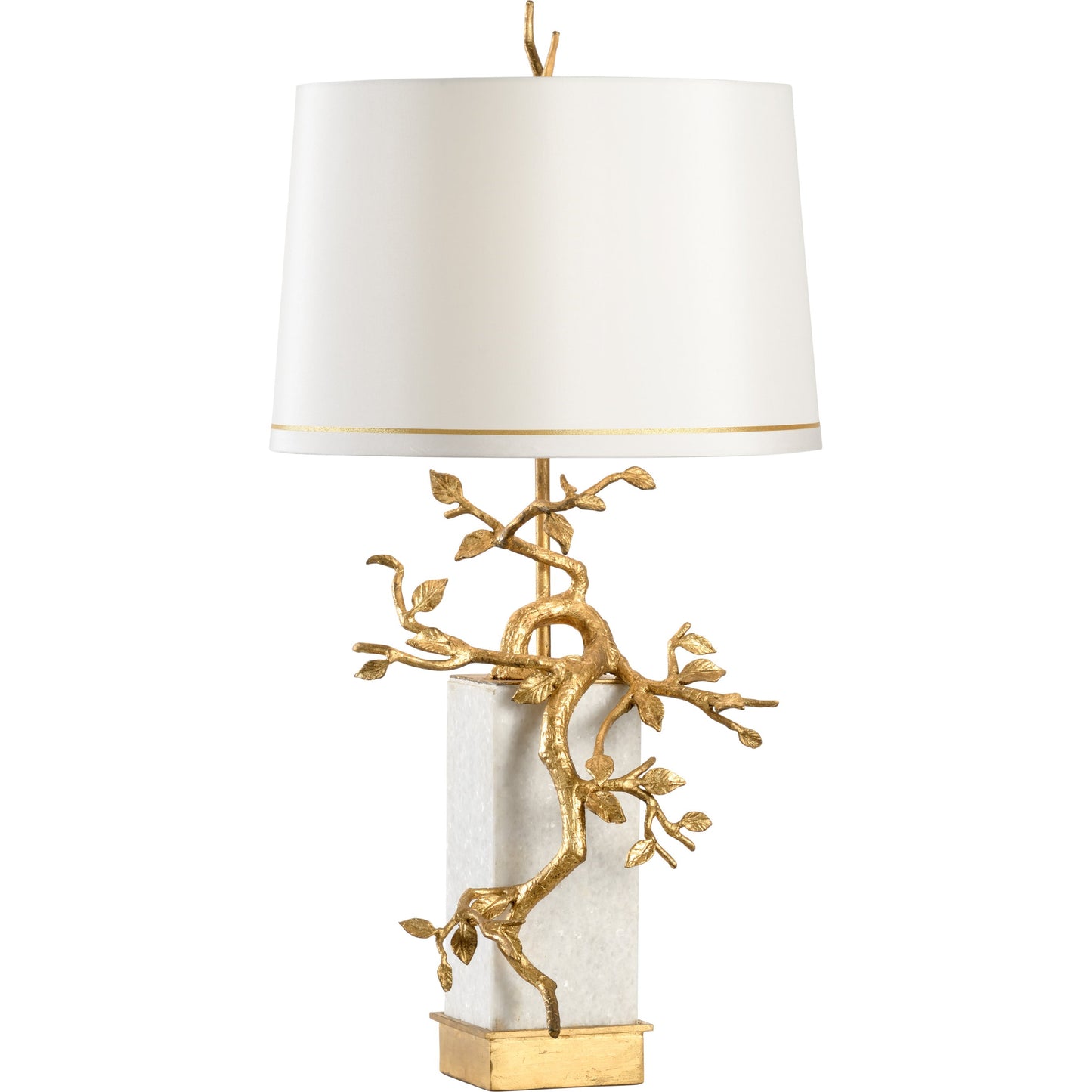 001 SR-384447 | Additional Silo | Fujian Lamp by Wildwood in natural white, antique gold leaf. Made from stone, iron in a transitional style.