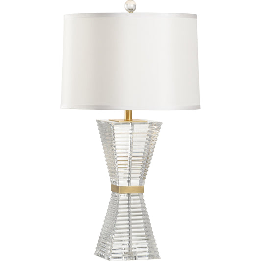 Hadid Lamp by Wildwood in clear, antique. Made from crystal, brass in a transitional style.