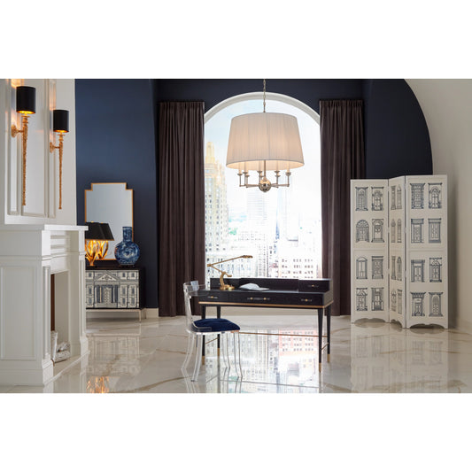 Jermyn Street I by Wildwood in polished nickel, off white silkette. Made from steel, fabric in a transitional style.