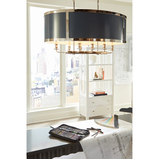 High Street II Chandelier by Wildwood in white, polished nickel. Made from metal in a transitional style.
